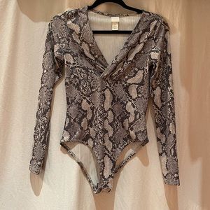 H&M Snake Print Long Sleeve Body Suit